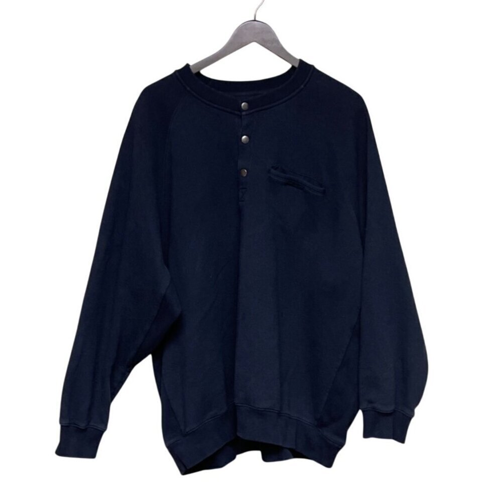Duluth Trading Company Men's 1/4 Snap Black Crew Neck Sweatshirt Size 2XL Pocket